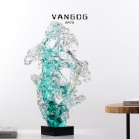 琉璃太湖石摆件 轻奢高级感客厅 抽象别墅民宿餐厅玄关装饰工艺品