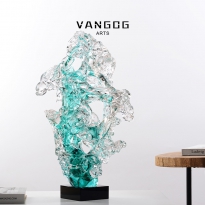 琉璃太湖石摆件 轻奢高级感客厅 抽象别墅民宿餐厅玄关装饰工艺品