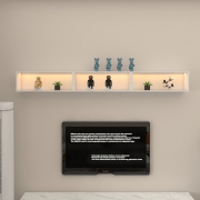 广埃发光展示置物架吊柜背景墙上超薄带灯装饰悬挂墙壁柜储物定制