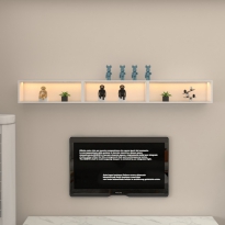 广埃发光展示置物架吊柜背景墙上超薄带灯装饰悬挂墙壁柜储物定制