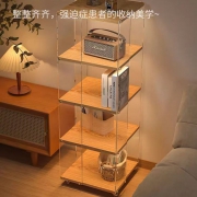 原木风亚克力创意旋转书架墙角展示柜拐角置物架书柜角柜落地转角
