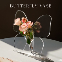 家居小红书亚克力轻奢高级感蝴蝶花瓶创意艺术相框花瓶水培插花器