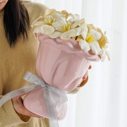 法式奶油风陶瓷花瓶高级感轻奢个性插花瓶水培客厅新婚乔迁摆件