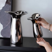 高级感轻奢北欧银色陶瓷花瓶摆件客厅插花瓶水培鲜花玄关餐桌装饰