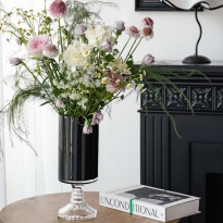 花瓶轻奢高级感客厅摆件插花法式中古高脚绝美玻璃餐桌装饰品摆件